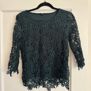 Only Women's Lace Blouse - Deep Green